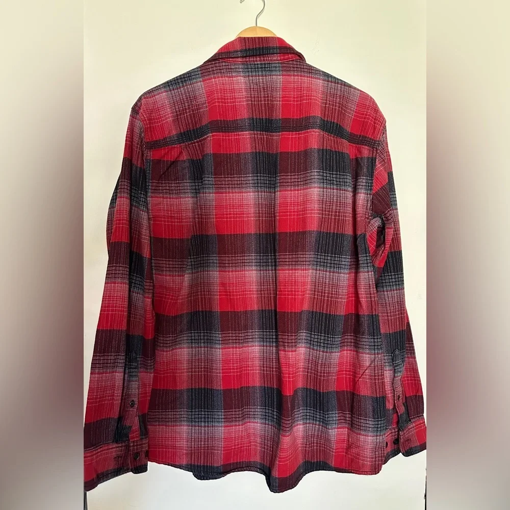 The North Face Men’s Red Flannel Shirt Sz Black &‎ Red Large Long Sleeve